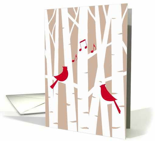 Joyful Song at Christmas, Two Cardinals in Birch Trees card (1536974)