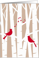 Joyful Song at Christmas, Two Cardinals in Birch Trees card