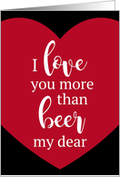 I Love You More than Beer my Dear, Funny Valentine card