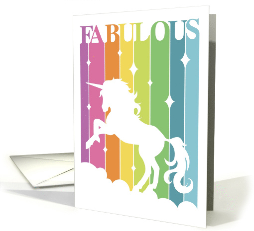 You Are Fabulous, Retro Rainbow Unicorn card (1556956)