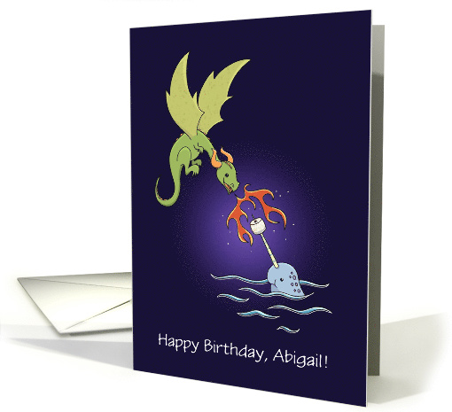 Magical Birthday, Dragon & Narwhal Custom Front card (1559118)