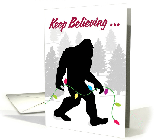 Keep Believing, Bigfoot with Christmas Tree Lights card (1584006)