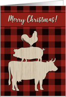 Red Buffalo Plaid Farm Animals, Christmas card