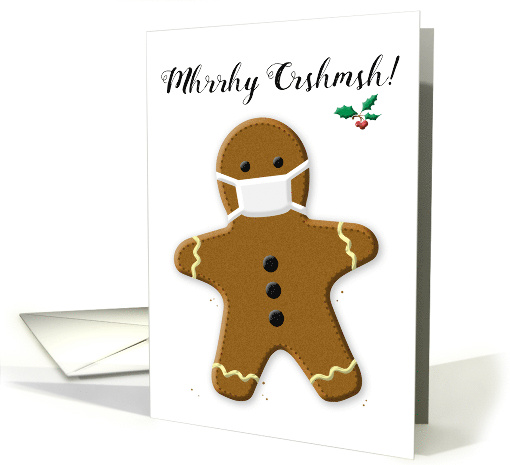 Funny Pandemic Gingerbread Man with Face Mask Muffled... (1651210)