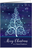 Merry Christmas Valued Employee Swirled Holiday Tree and Bokeh Effect card