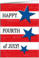 Happy Fourth of July Stars and Distressed Effect on Red Stripes card
