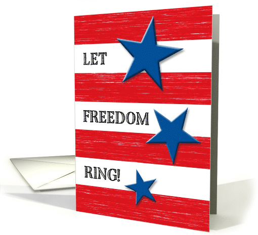 4th of July Stars and Stripes with Red Distressed Wood Effect card