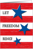4th of July Stars and Stripes with Red Distressed Wood Effect card