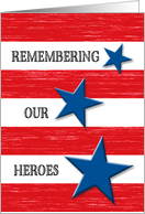 Memorial Day Stars and Stripes with Red Distressed Wood Effect card