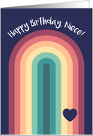 Happy Birthday Niece Cute Modern Rainbow and Heart card