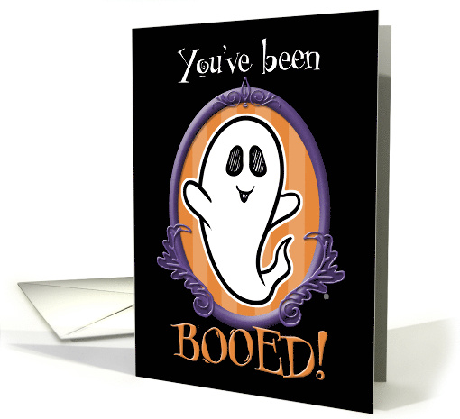 You've Been Booed Cute Halloween Ghost in Ornate Frame card (1698152)