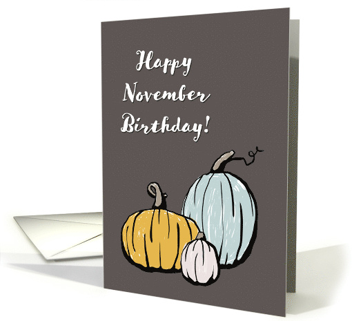 Happy November Birthday Cute Illustrated Pumpkins card (1706694)