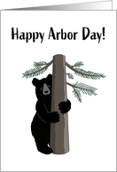 Happy Arbor Day Cute Black Bear Tree Hugger card