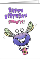Happy Birthday Daughter Cute Flying Monster with Gift card