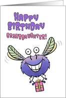 Happy Birthday Granddaughter Cute Flying Monster with Gift card