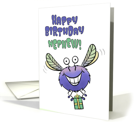 Happy Birthday Nephew Cute Flying Monster with Gift card (1709006)