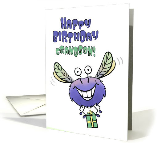 Happy Birthday Grandson Cute Flying Monster with Gift card (1709008)