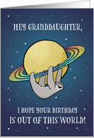 Out of This World Sloth and Saturn Birthday for Granddaughter card