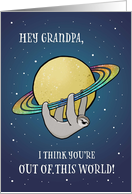 Out of This World Sloth and Saturn Birthday for Grandpa card
