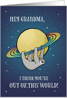 Out of This World Sloth and Saturn Birthday for Grandma card