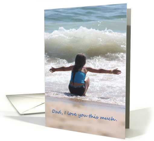 Father's Day Dad Girl with Outstretched Arms on Beach card (826010)