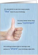 Happy Birthday, Social Media Thumbs Up, Humorous card