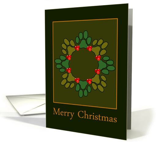 Merry Christmas, Dog Paw Print Wreath with Red Berries card (875184)