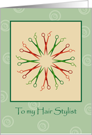 Merry Christmas to My Hair Stylist, Red Green Shears Wreath card