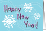 Happy New Year, Snowflakes and Swirls card