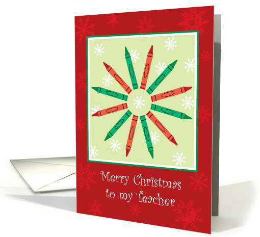Merry Christmas Teacher, Crayon Wreath card (880338)