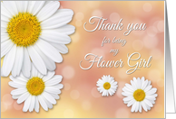 Thank You Flower Girl, Daisies on Peach & Yellow Background card