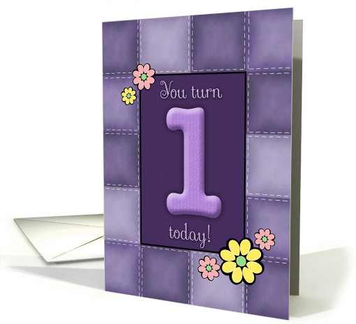 1st Birthday, Purple Patchwork Quilt card (886556)