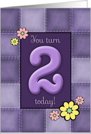 2nd Birthday, Purple Patchwork Quilt card