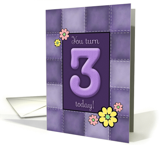 3rd Birthday, Purple Patchwork Quilt card (887900)