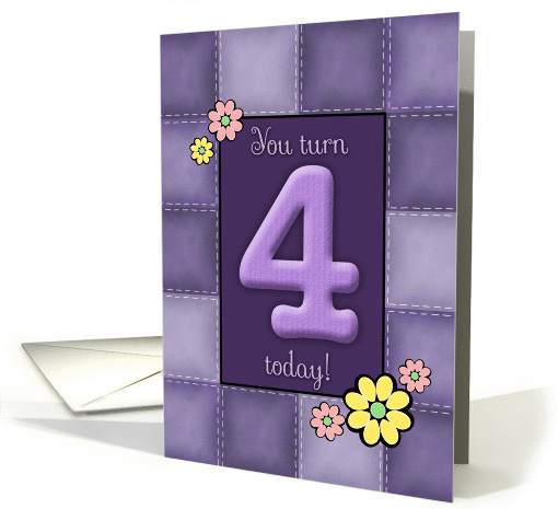4th Birthday, Purple Patchwork Quilt card (887902)