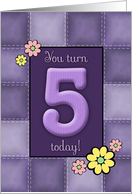 5th Birthday, Purple Patchwork Quilt card