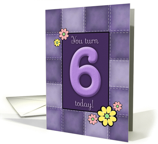 6th Birthday, Purple Patchwork Quilt card (887906)