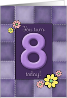 8th Birthday, Purple Patchwork Quilt card