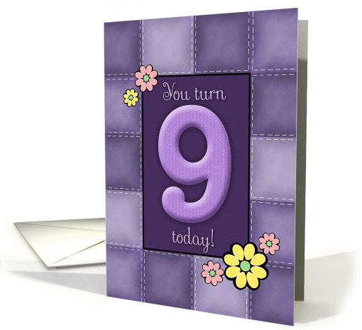 9th Birthday, Purple Patchwork Quilt card (887917)