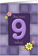 9th Birthday, Purple Patchwork Quilt card