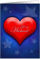 Valentine’s Day Husband, Apart, Patriotic Colored Heart and Stars card