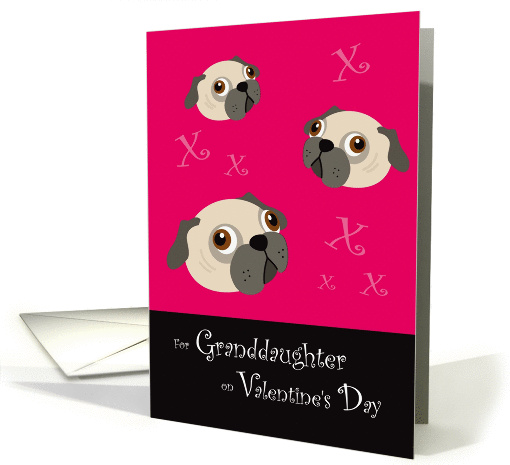 Granddaughter Valentine's Day, Pugs and Kisses card (889856)