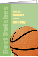 Brother Birthday Card, Best Wishes/Swishes, Basketball card