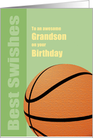 Grandson Birthday Card, Best Wishes/Swishes, Basketball card