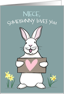 Happy Easter Niece, Somebunny Loves You, Whimsical Illustration card