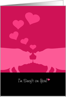 I’m Sweet On You Love and Romance Card, Pink Pigs and Hearts card