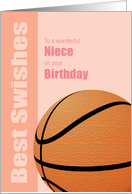 Niece Birthday Card, Best Wishes/Swishes, Basketball card
