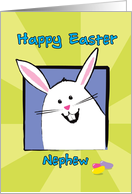 Happy Easter Nephew, White Bunny with Colorful Jellybeans card