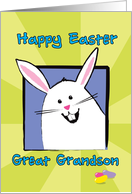 Happy Easter Great Grandson, White Bunny with Colorful Jellybeans card