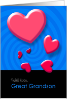 Valentine’s Day With Love Great Grandson, Twisted Hearts Card